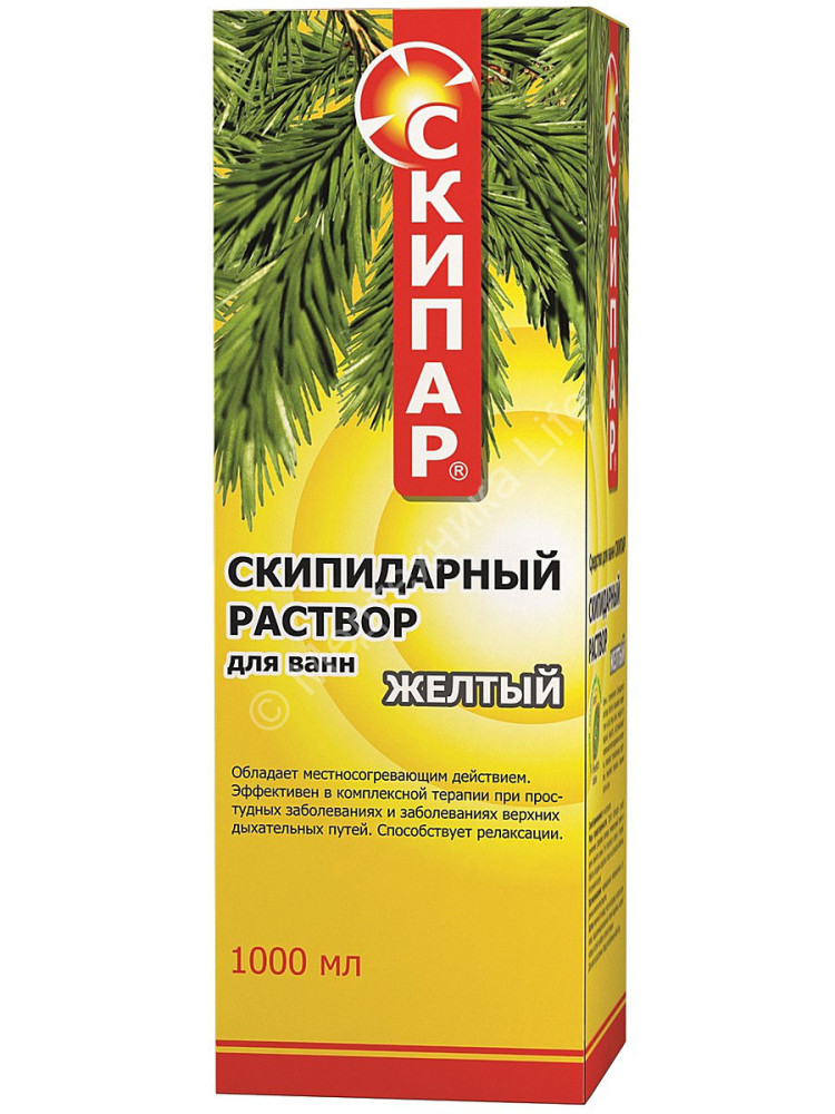 СКИПАР НАБОР ТЕРАПЕВТИЧ Д/ПРИНЯТИЯ ВАНН НА ОСНОВЕ СКИПИД.ЭМУЛЬСИИ желтая. 0.2Л
