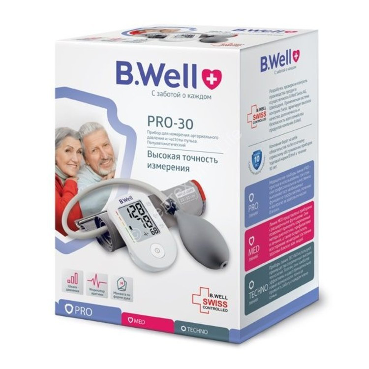 Тонометр полуавтоматический B.Well PRO-30 без адаптера, манжета 22-32см