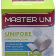 Пластырь фиксирующий Master Uni Unipore тканная основа 4х500см - Пластырь фиксирующий Master Uni Unipore тканная основа 4х500см