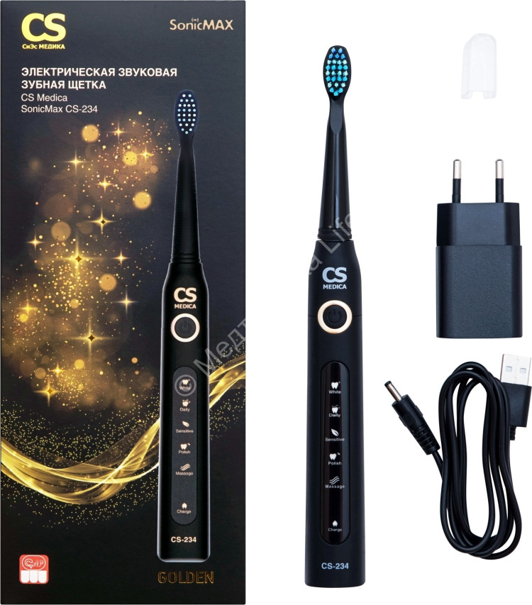 Электрическая звуковая зубная щетка CS Medica SonicMax CS-234 черная